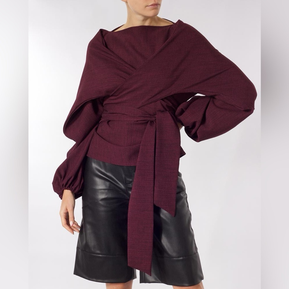 Burgundy Wrap Top by Meem Label unique piece